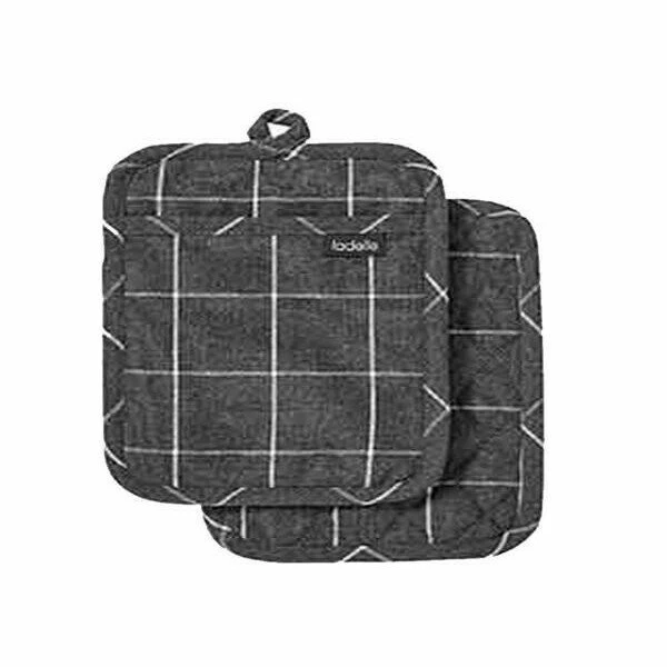 Ladelle Topflappen 2-tlg.Eco Check Grau 3 Ladelle Topflappen 2-tlg.Eco Check Grau