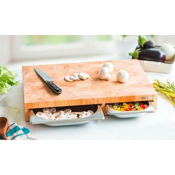 Continenta Schneidebrett Mit 3 Schubladen 50x33 Cm Gummibaum 6 Continenta Schneidebrett Mit 3 Schubladen 50x33 Cm Gummibaum – Bild 4